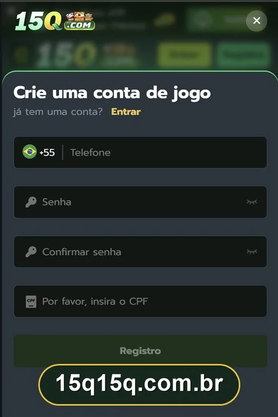 Tela real de cadastro do 15Q oficial